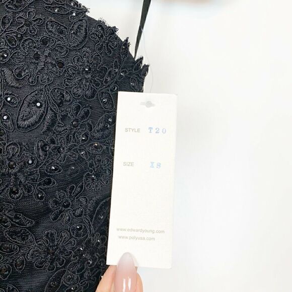 NWT Ed Young Prom Dress Halter Top Black XS - Picture 4 of 5